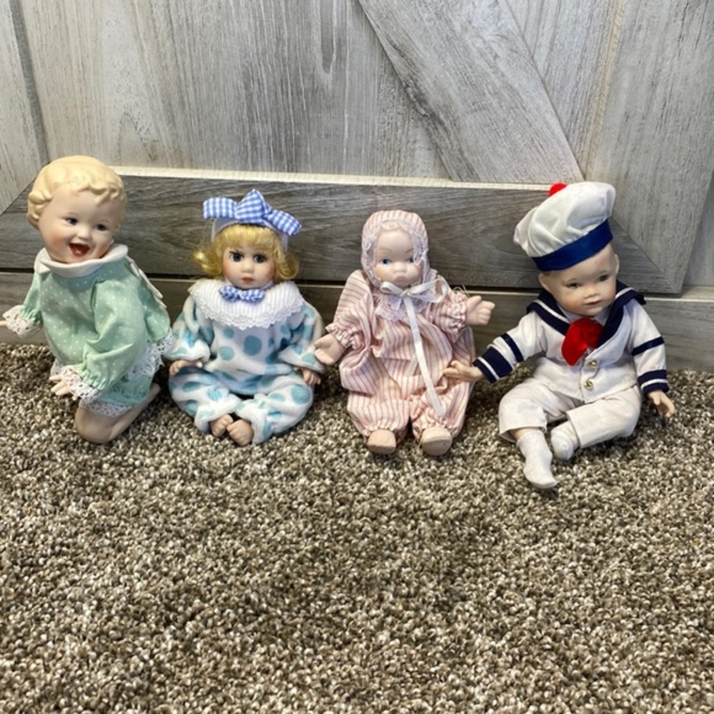 Beautiful China Porcelain Faced Dolls Dressed and Ready for Your Collection Four